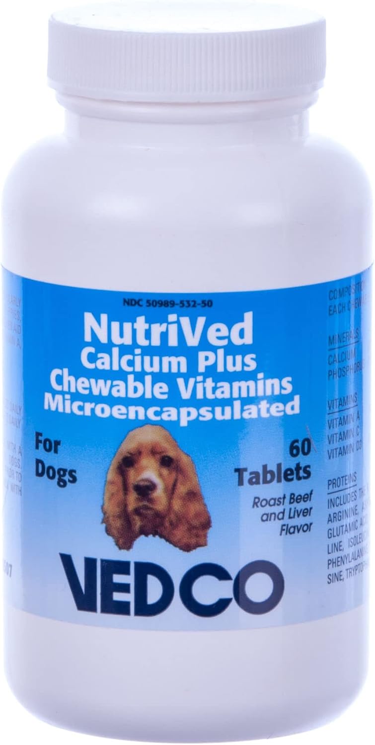 60 Chewable Calcium Plus Vitamins for Dogs - Vedco NutriVed