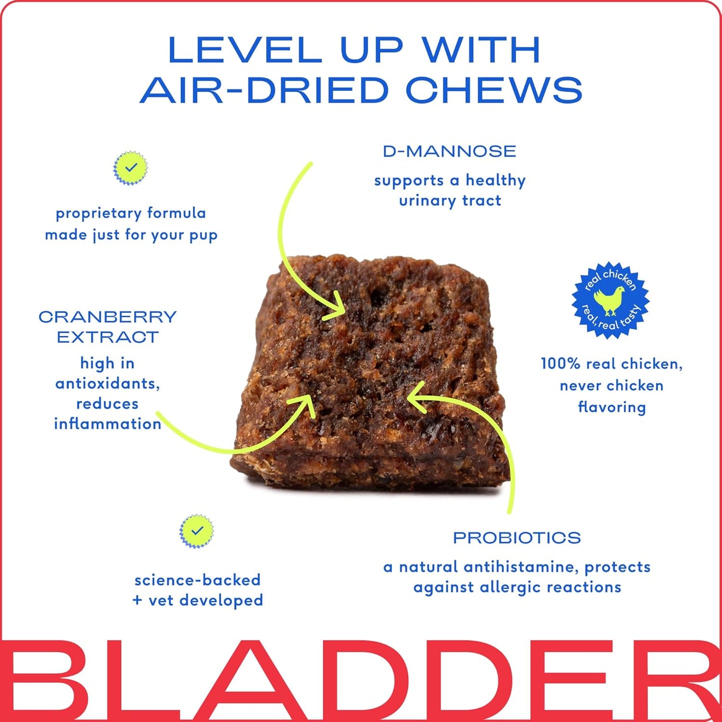 60 Chicken Cranberry Chews for Dog & Cat UTI - Natural UTI Treatment - Bladder Control & Pet Health Support - Urinary Tract Infection Relief