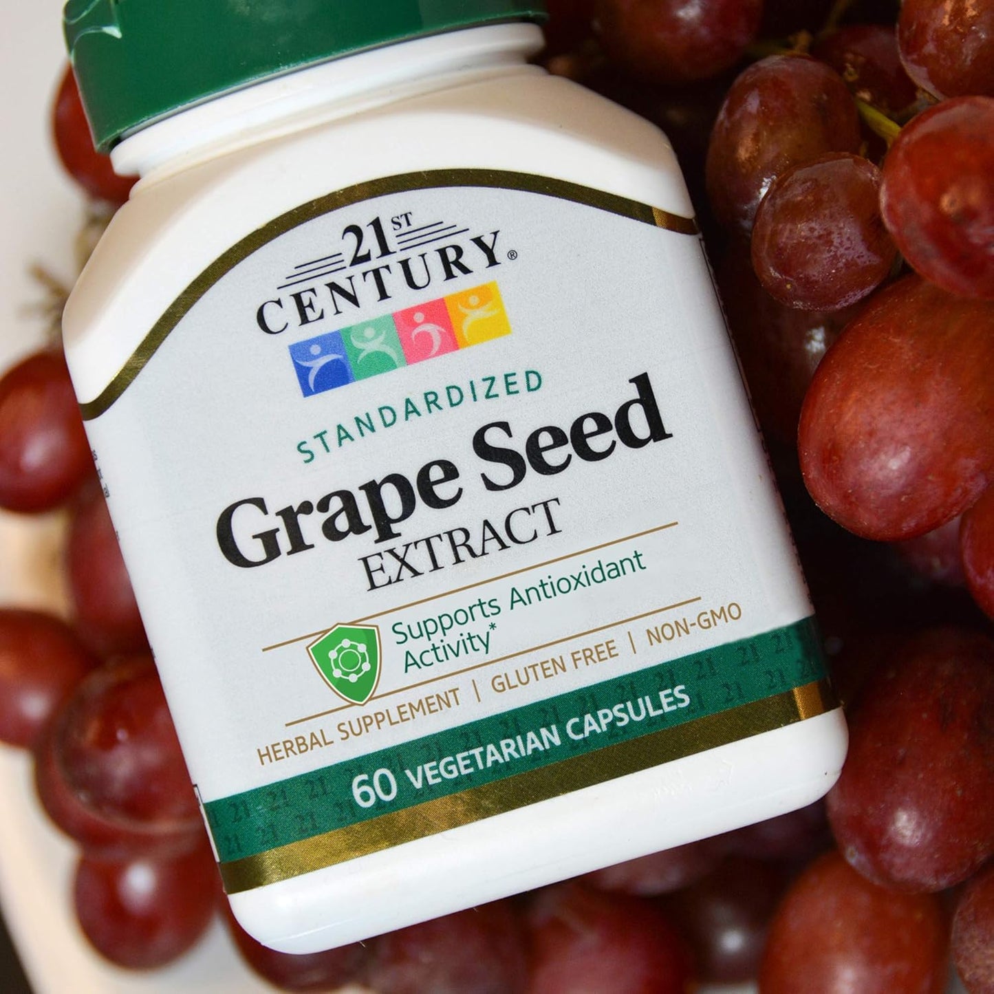 60 Count 21st Century Grape Seed Extract Vegetarian Capsules for Antioxidant Support - 21378