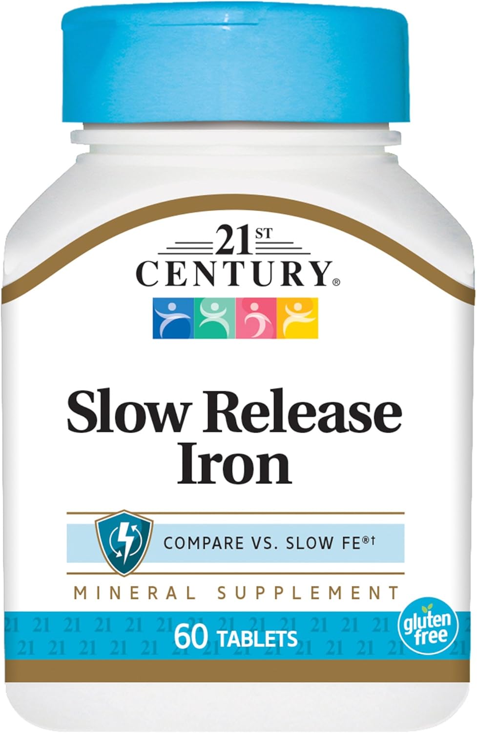 60 Count 21st Century Slow Release Iron Tablets for Improved Iron Absorption