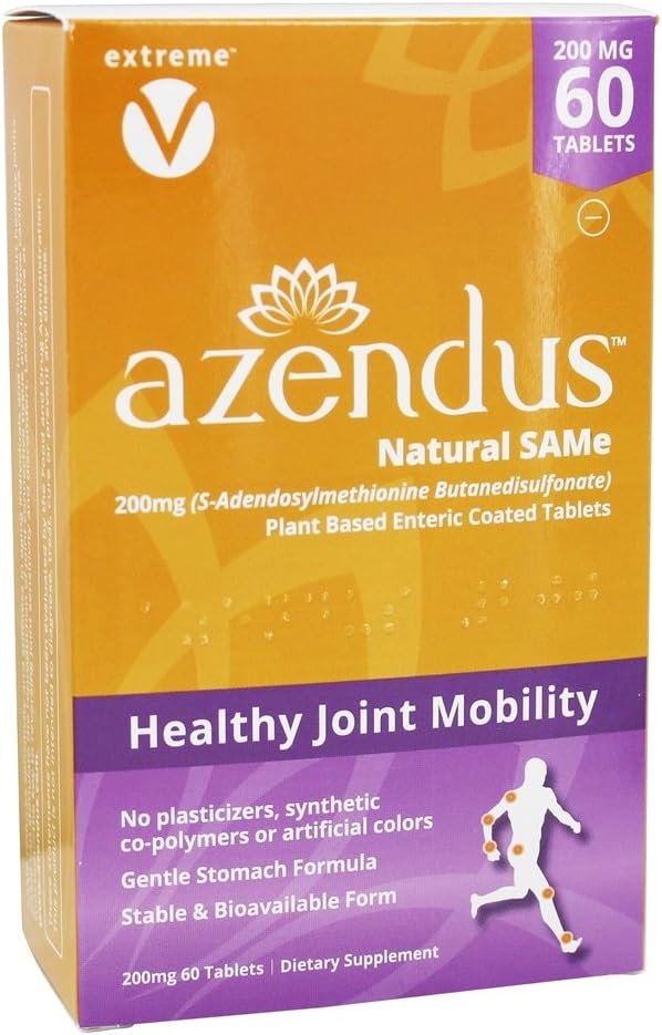60 Count Azendus Natural SAM-e Joint Health Support Tablets - 200mg, Physician Recommended, Pure & Stable Pharmaceutical Grade Formula for Fast Absorption