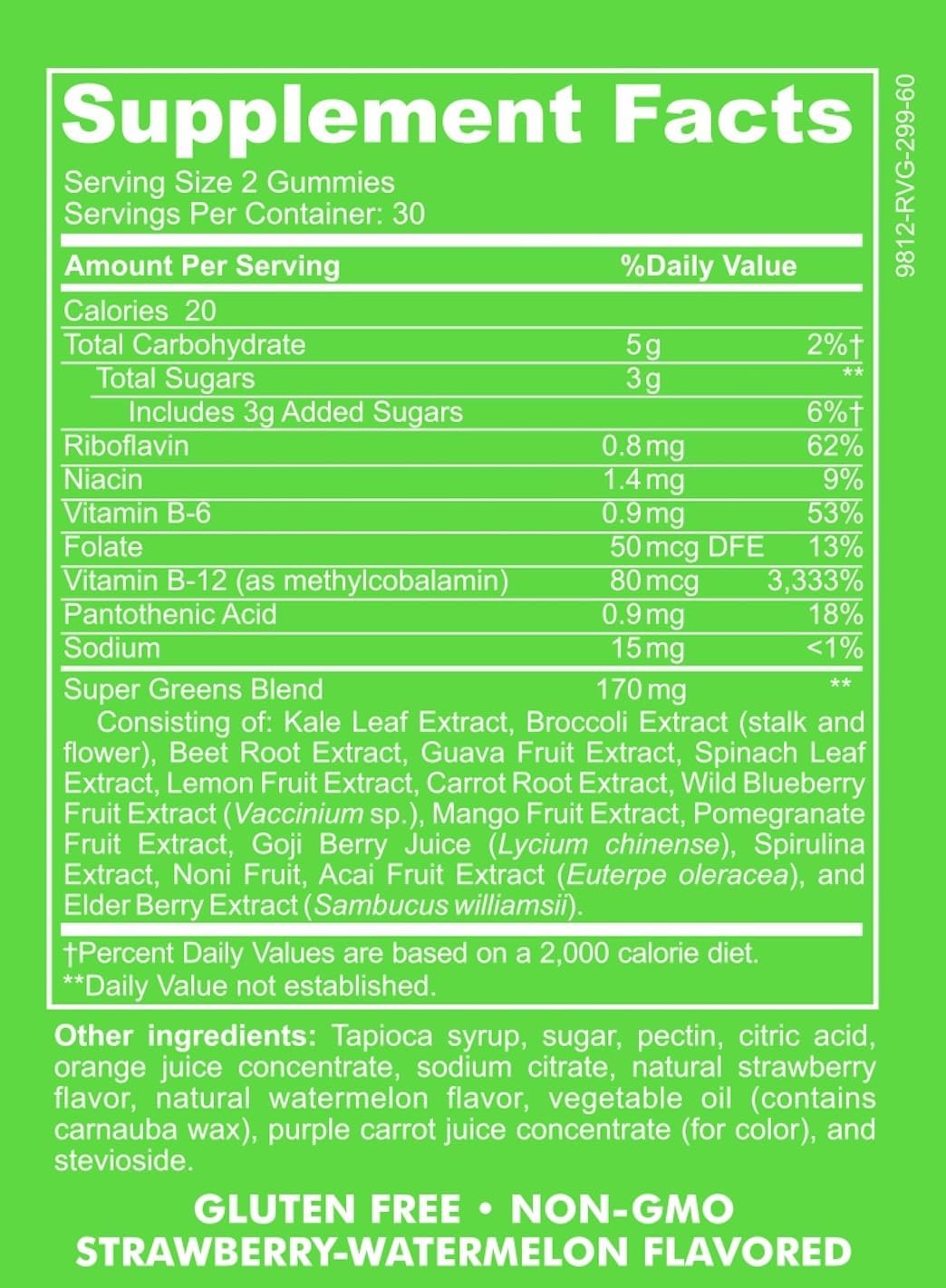 60 Count Baby Blues Green Goddess Plant-Based Gummy Dietary Supplement