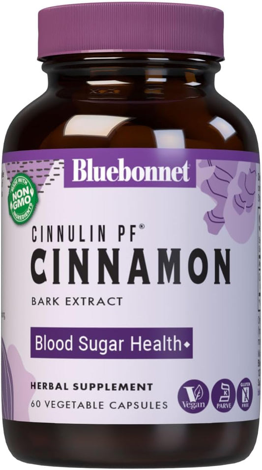 60 Count BlueBonnet Cinnulinpf Cinnamon Bark Extract Supplement - White Color