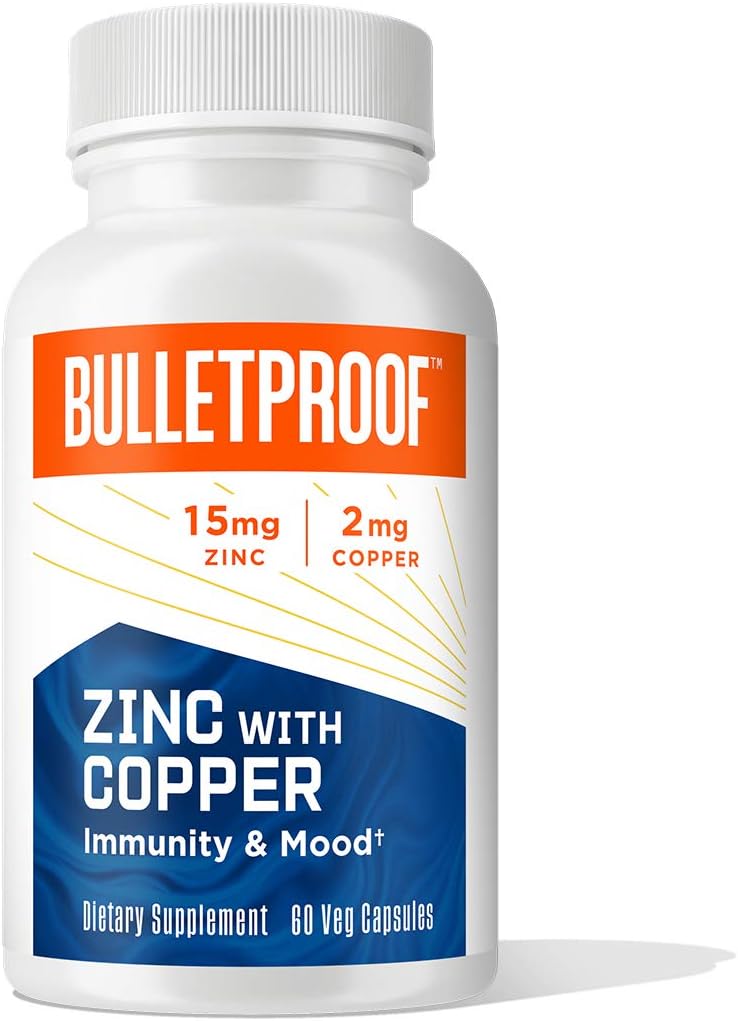 60 Count Bulletproof Zinc and Copper Capsules - Immunity and Mood Support Supplement