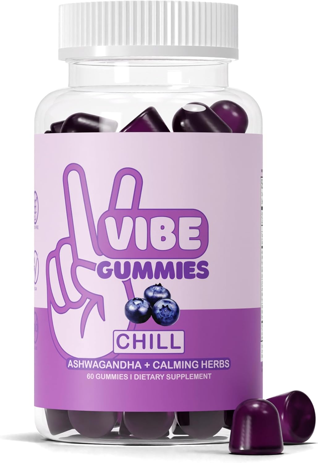60 Count Chill Ashwagandha Vibe Gummies with GABA, L-Theanine & Chamomile