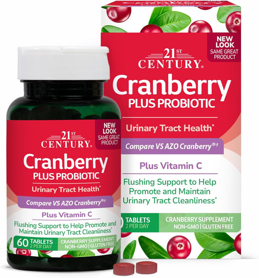 60 Count Cranberry Plus Probiotic Tablets for Modern Health