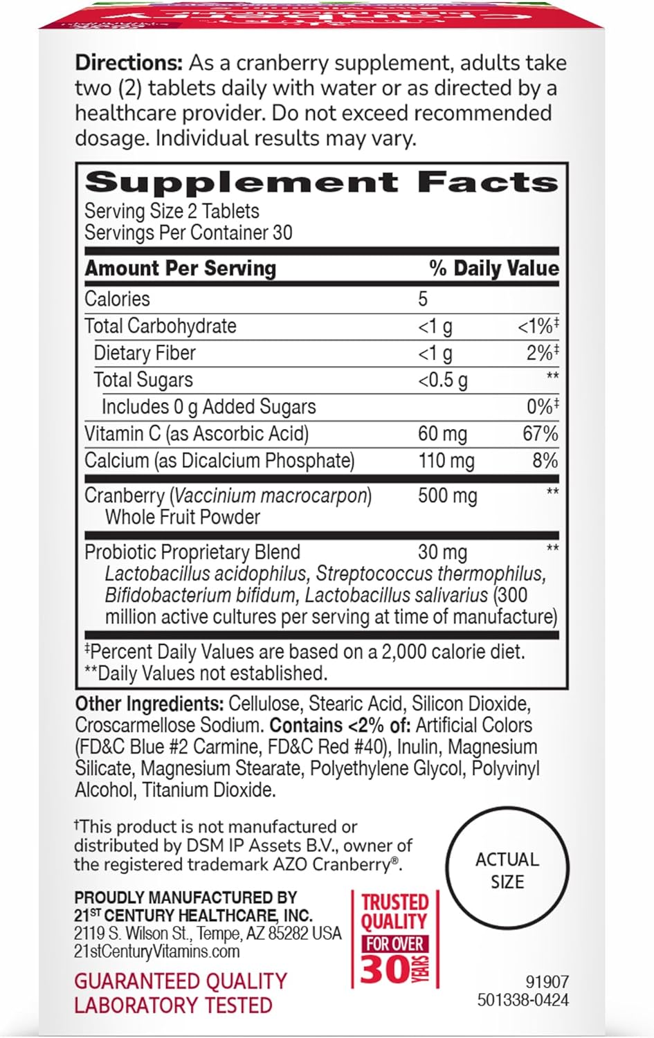 60 Count Cranberry Plus Probiotic Tablets for Modern Health