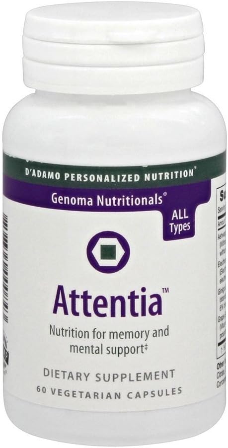 60 Count D'Adamo Personalized Nutrition Attentia Supplement for Enhanced Focus and Attention