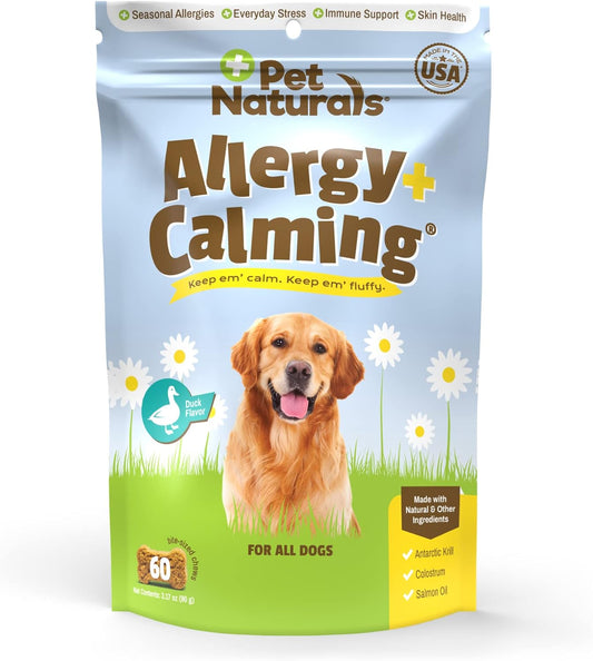 60 Count Duck Flavored Soft Chew Allergy Plus Calming Supplement for Dogs by Pet Naturals