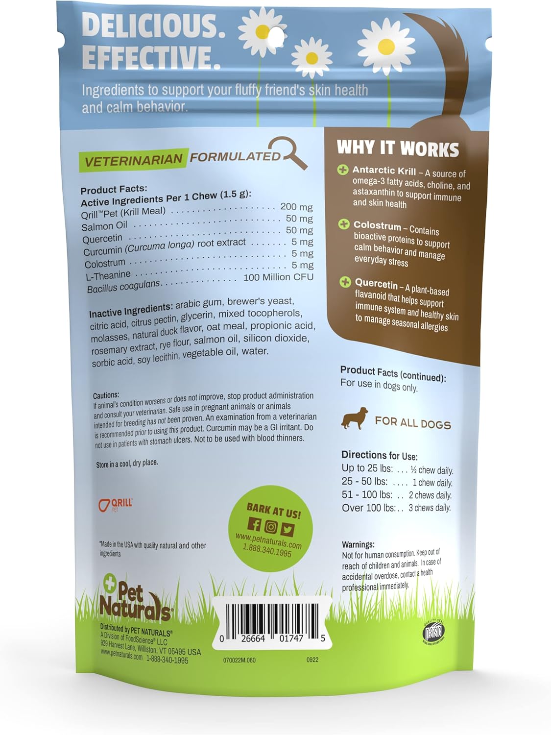 60 Count Duck Flavored Soft Chew Allergy Plus Calming Supplement for Dogs by Pet Naturals