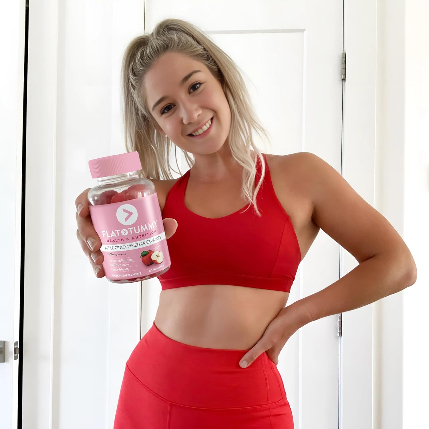 60 Count Flat Tummy Apple Cider Vinegar Gummies with Superfood Powders - Detox & Gut Health Support - Vegan & Non-GMO - Vitamins B6, B9, B12