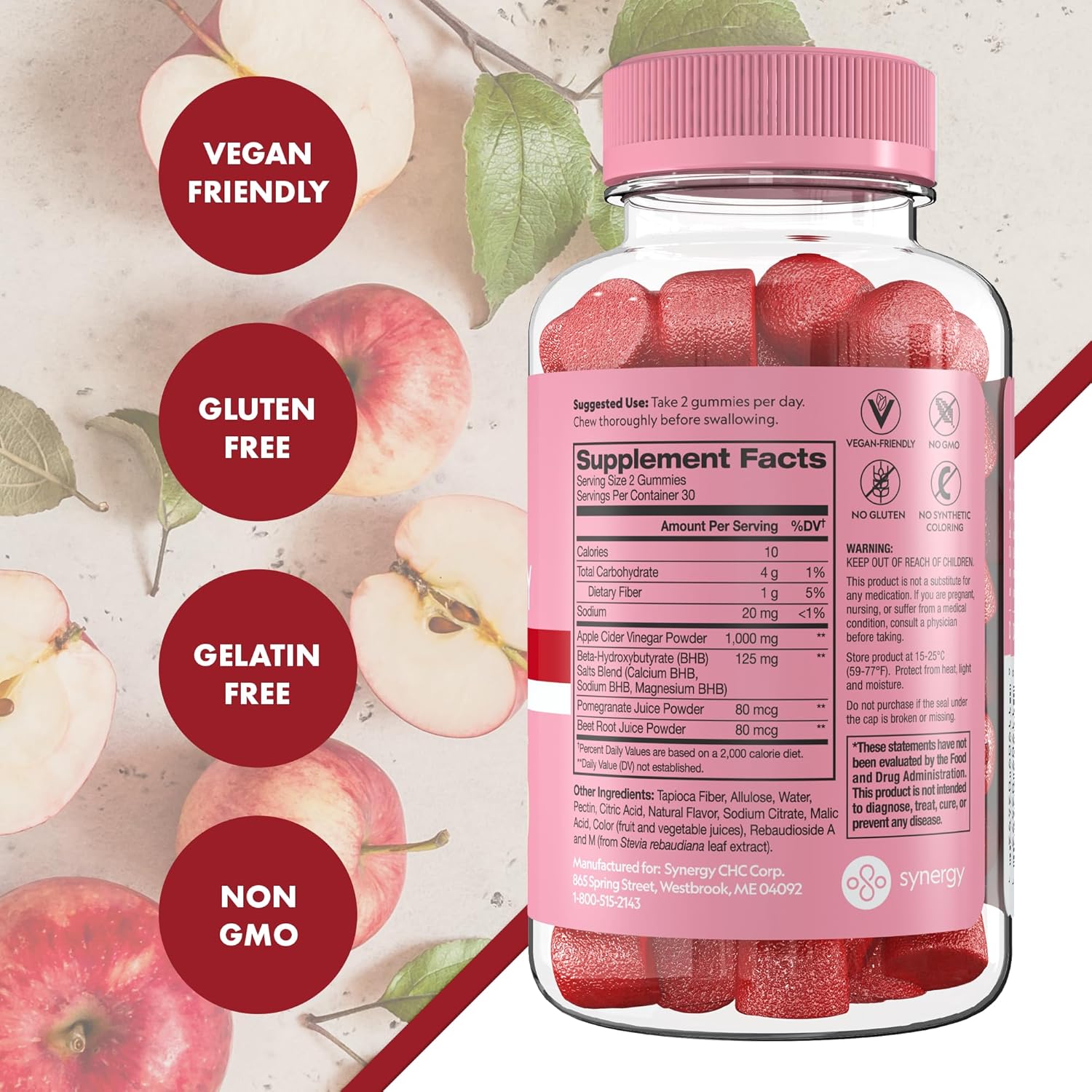 60 Count Flat Tummy Keto ACV Gummies with BHB Salts, Beet, and Pomegranate - Vegan, Non-GMO - Special Formula for Post GLP-1 Keto Support
