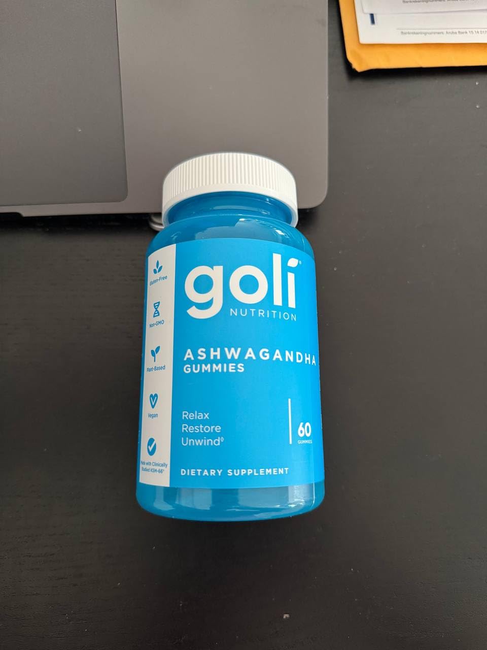 60-Count Goli Ashwagandha & Vitamin D Gummy with Mixed Berry, KSM-66, Vegan, Plant Based, Non-GMO, Gluten-Free & Gelatin Free - Relax, Restore, Unwind - Pack of 1