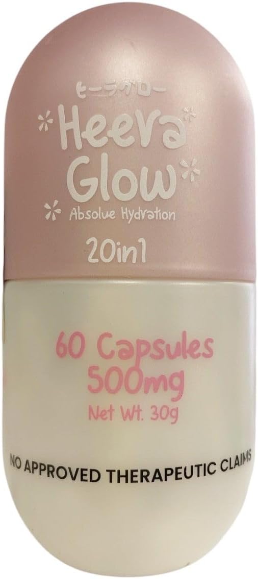 60 Count Heera Glow Absolute Hydration Glutathione Collagen Capsules - 20 in 1 Formula