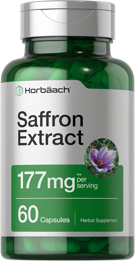 60 Count Horbäach Saffron Extract Capsules 177 mg | Non-GMO, Gluten Free Dietary Supplement