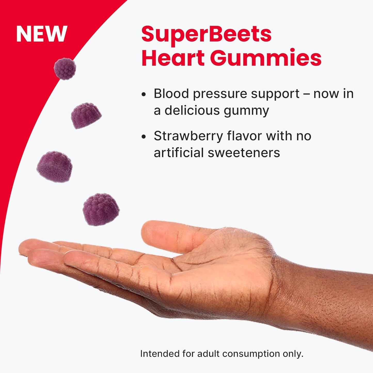 60-Count humanN SuperBeets Strawberry Heart Gummies with Beetroot & Grape Seed Extract