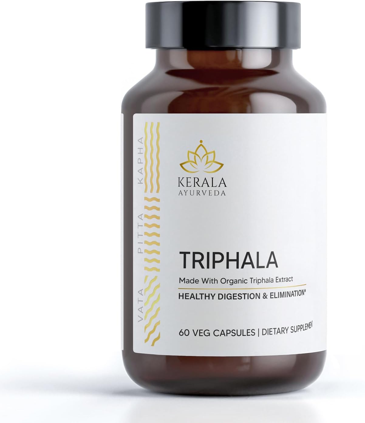 60 Count Kerala Ayurveda Triphala Capsules for Digestion, Colon, and Immune System Support with Antioxidants for Total Body Wellness and Cellular Rejuvenation