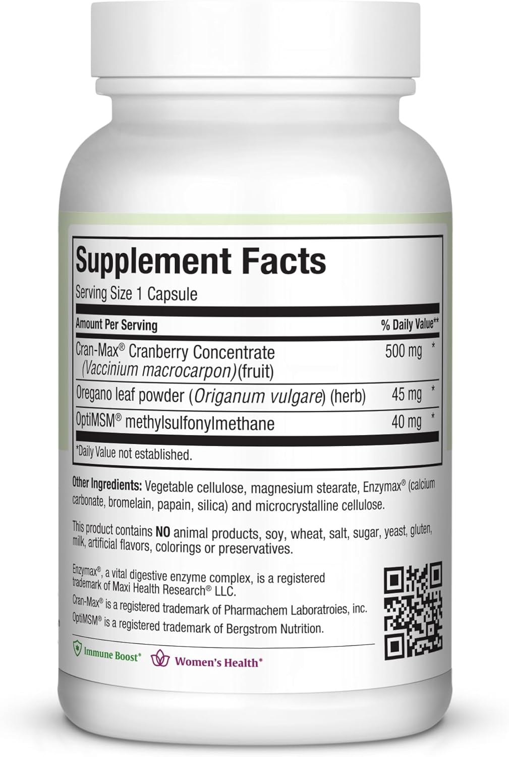 60 Count Maxi Health CranMax Supreme Cranberry Supplement Capsules - Supports Urinary Tract & Immune System - 1 Month Supply