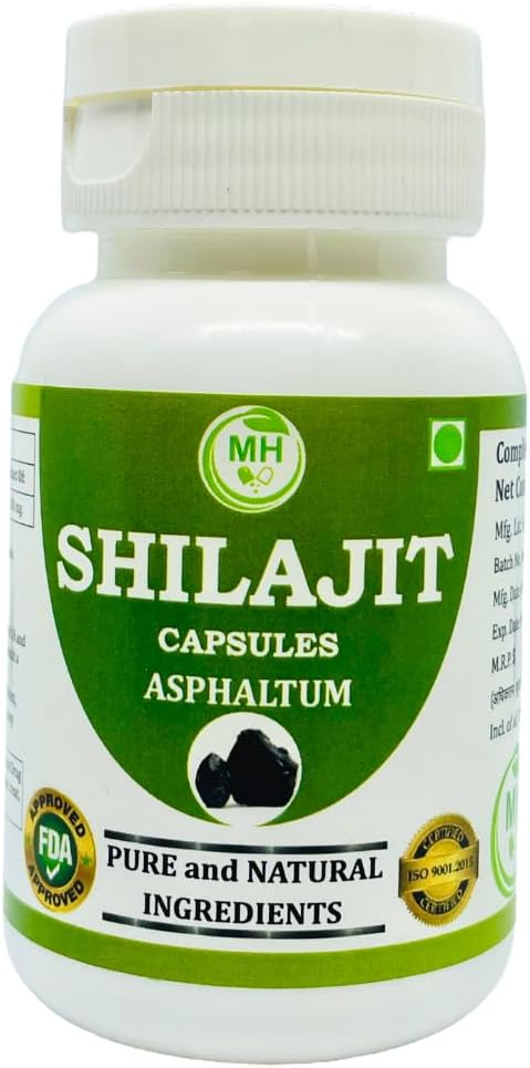 60 Count Morsan Healthcare Shilajit (Asphaltum) Capsules, 500mg - Pure & Natural Veggie Capsules, Pack of 1