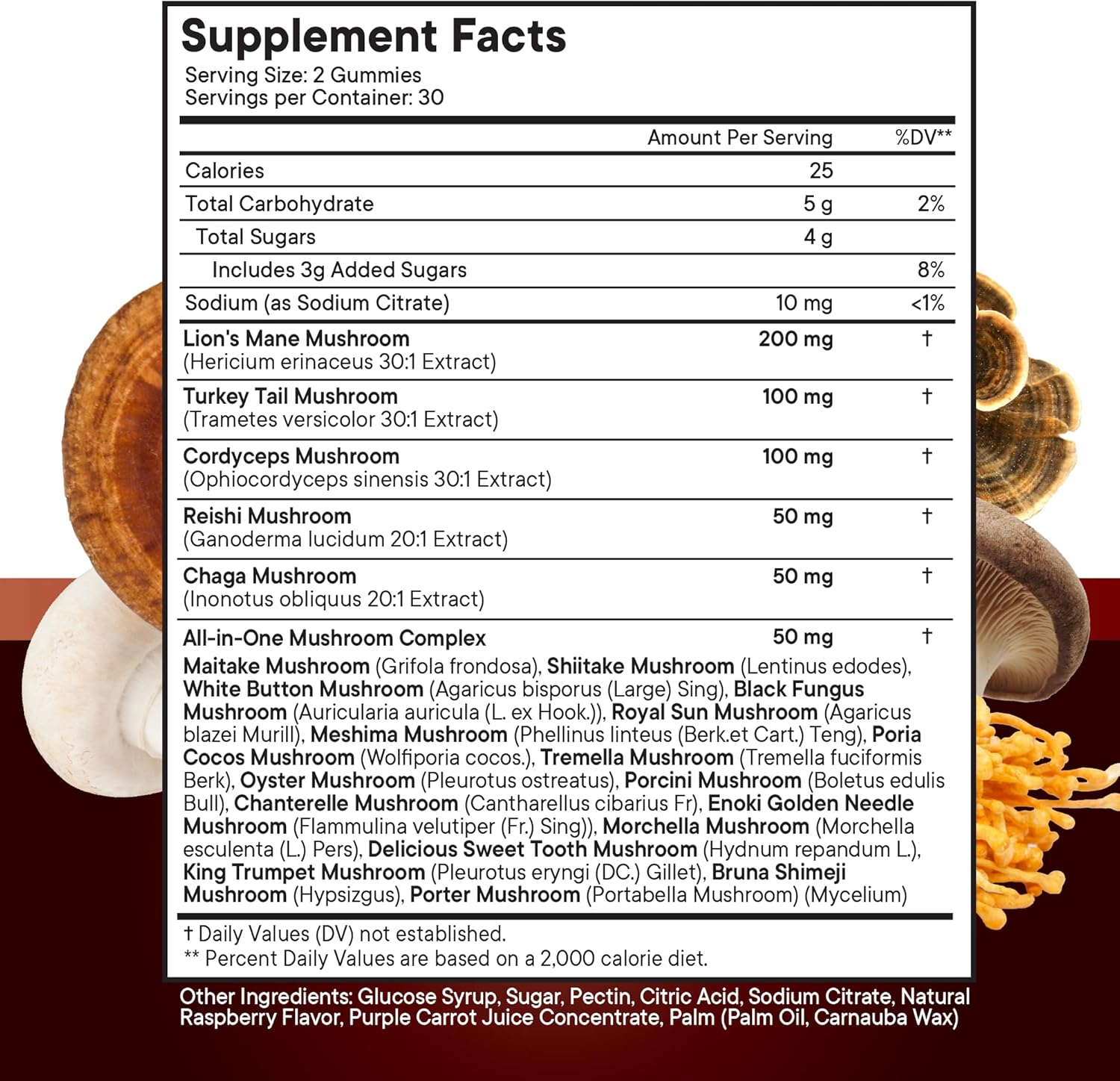 60 Count Mushroom Lion's Mane, Reishi, Cordyceps Gummies - New Age Mushroom Supplement