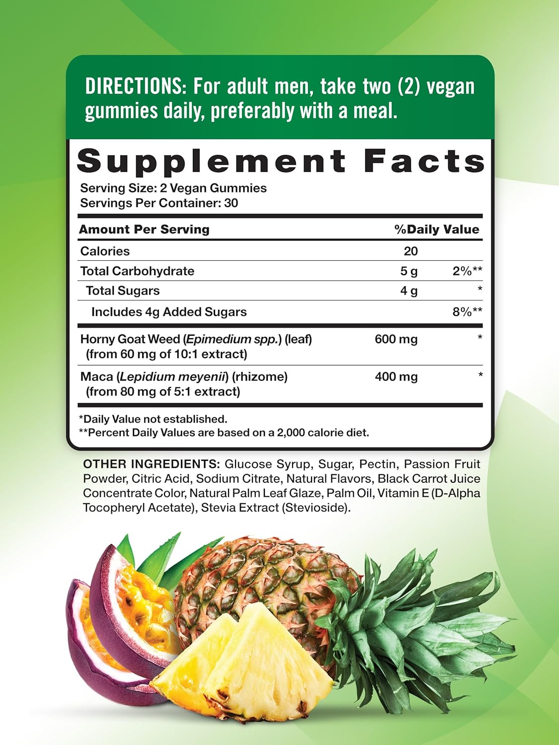 60 Count Nature's Truth Horny Goat Weed Gummies with Maca Root - Vegan, Non-GMO, Gluten Free Men's Supplement - Passion Punch Flavor