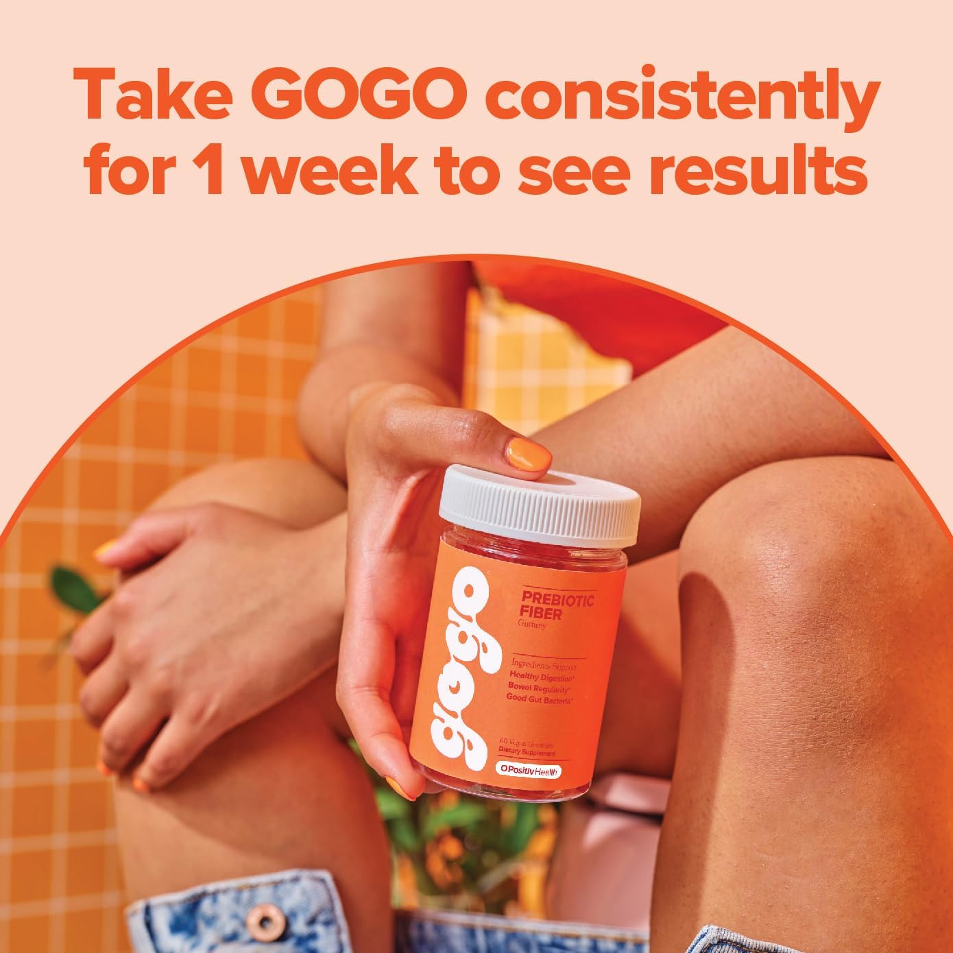 60-Count O Positiv GOGO Fiber Gummies for Adults - Prebiotic Chicory Root Inulin Supplement - Vegan & Non-GMO Fiber Gummies for Digestive Health