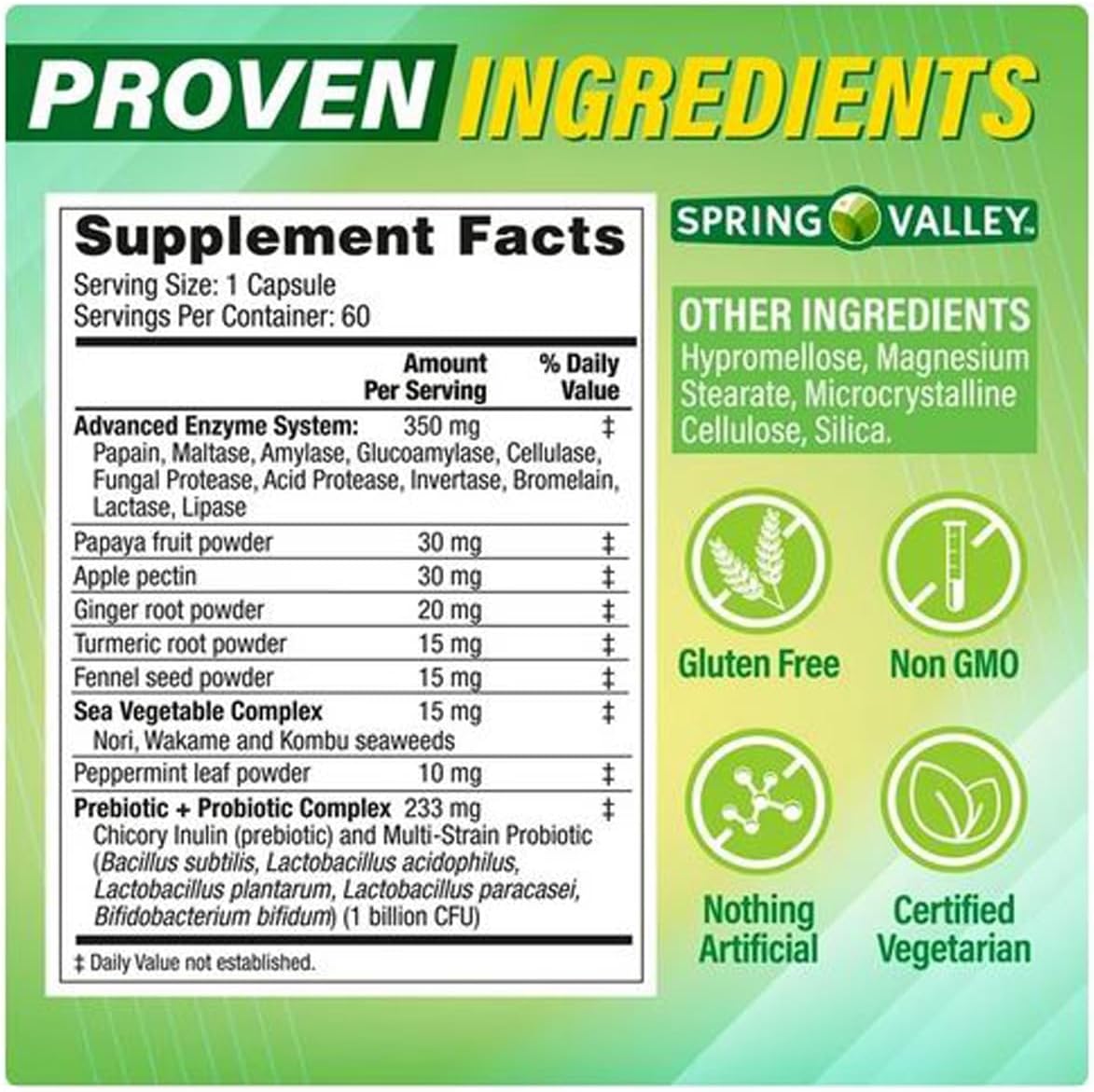 60 Count of 4 TOP CARE Advanced Digestive Enzymes for Optimal Digestive Health