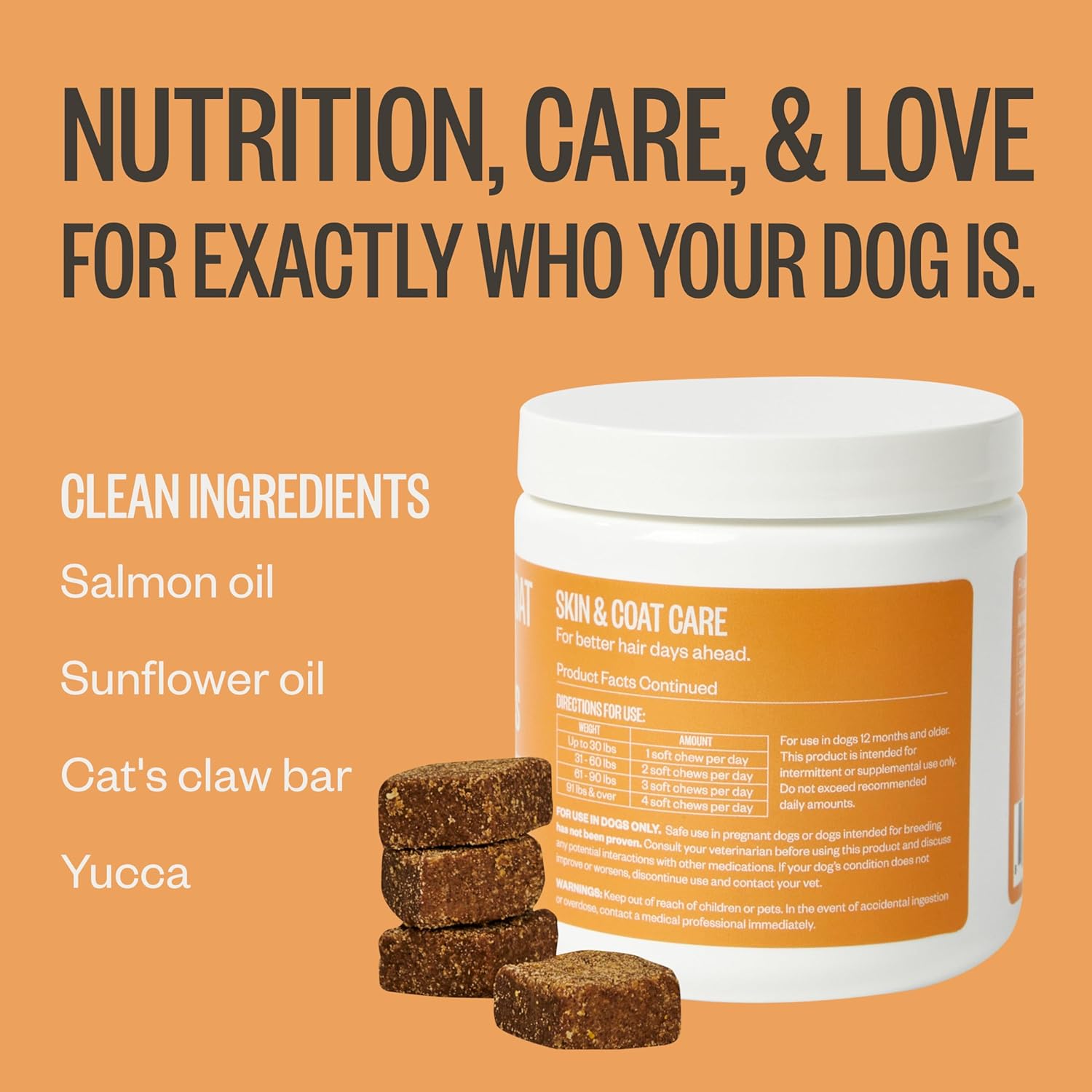 60-Count Ollie Dog Skin and Coat Supplement for Healthy and Shiny Fur - Soothes Irritated Skin