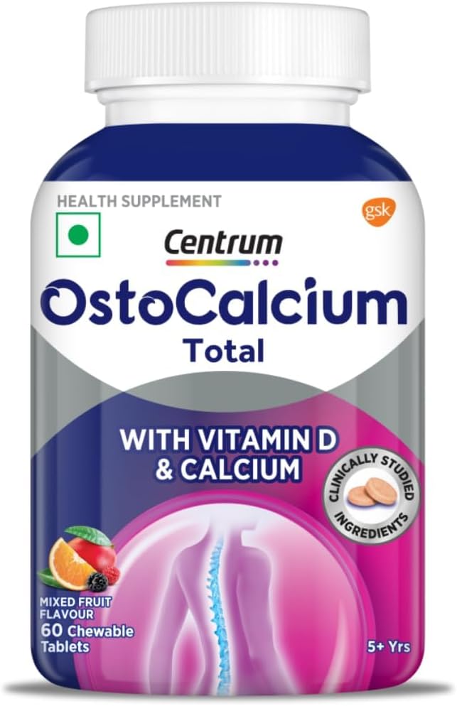 60 Count OstoCalcium Total Chewables with Vitamin D & Calcium for Strong Bones, Joints, and Muscles | Veg Formula | Top Calcium Supplement in India
