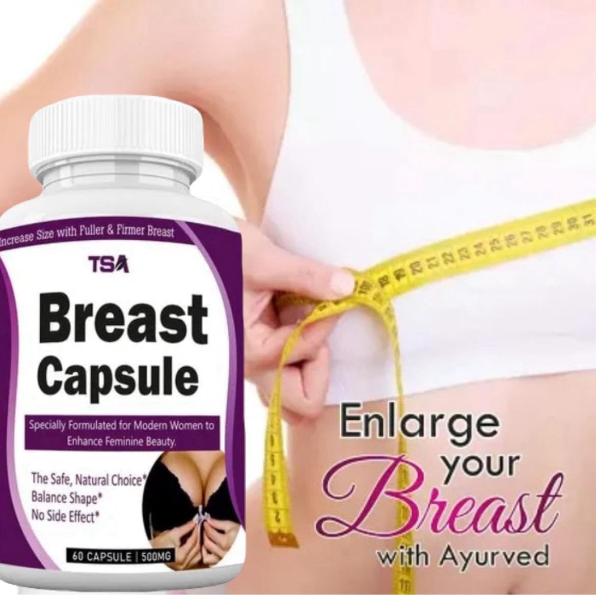 60 Count Pack of Generic Breast Enhancement Capsules for Firmer, Fuller, and Curvier Breasts