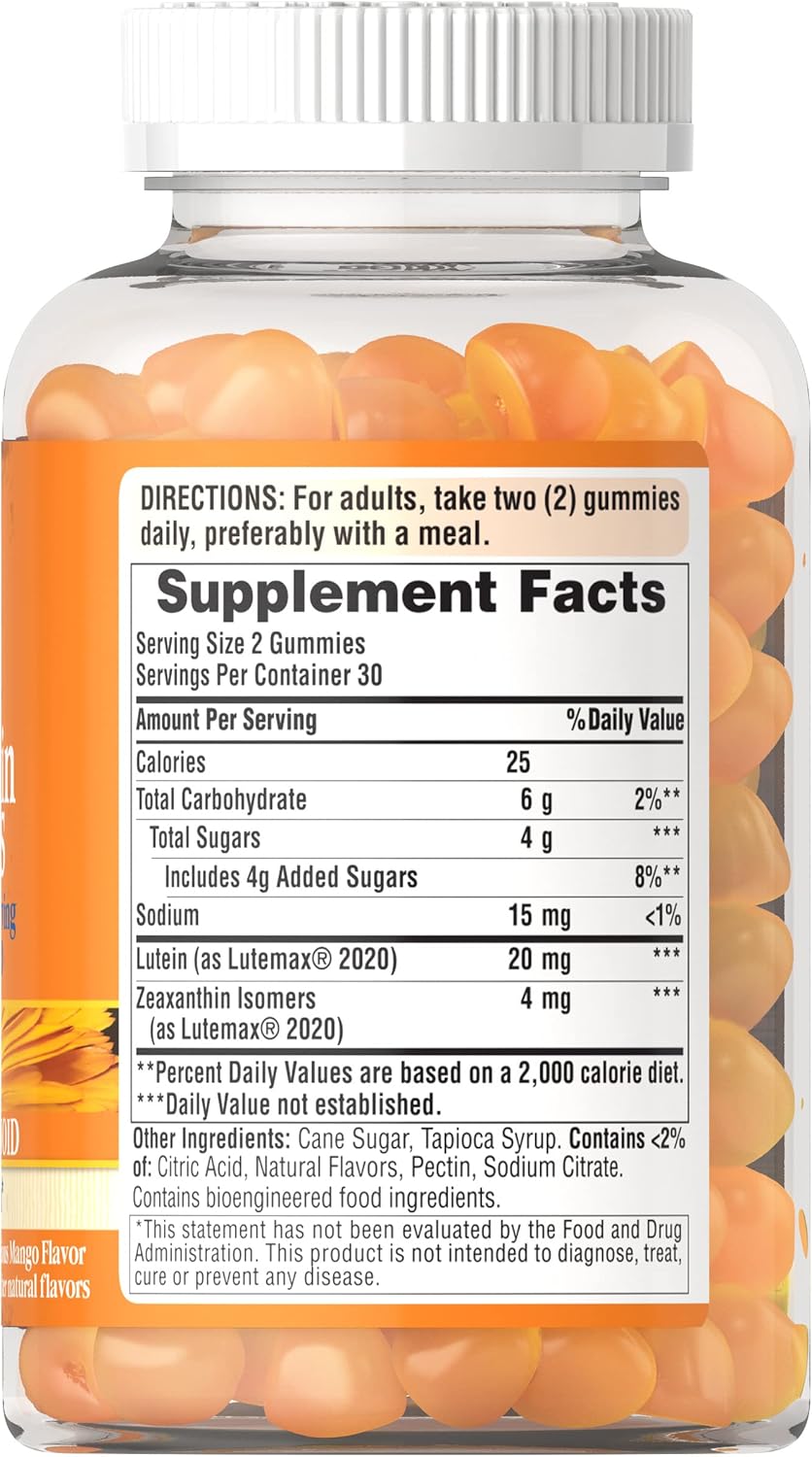 60-Count Puritan's Pride Lutein and Zeaxanthin Gummies for Eye Health