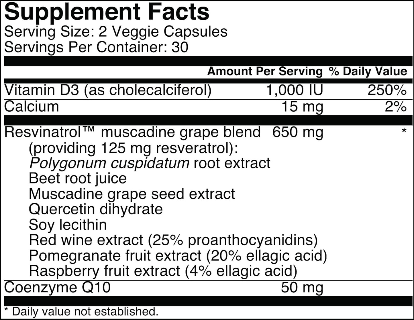 60 Count Resvinatrol Complete Capsules - Resveratrol Supplement for Healthy Aging, Heart Health, Immune Function - Quercetin, Grape Seed Extract, Vitamin D3, CoQ10