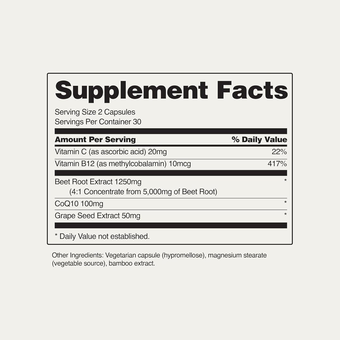 60 Count Snap Supplements Heart Beets Capsules - Nitric Oxide Booster for Heart Health and Circulation