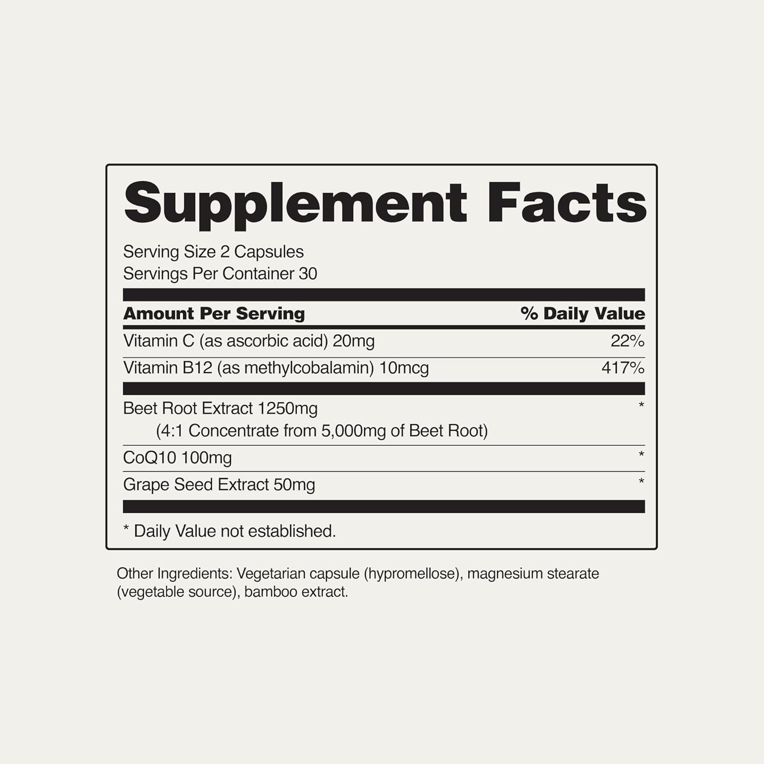 60 Count Snap Supplements Heart Beets Capsules - Nitric Oxide Booster for Heart Health and Circulation