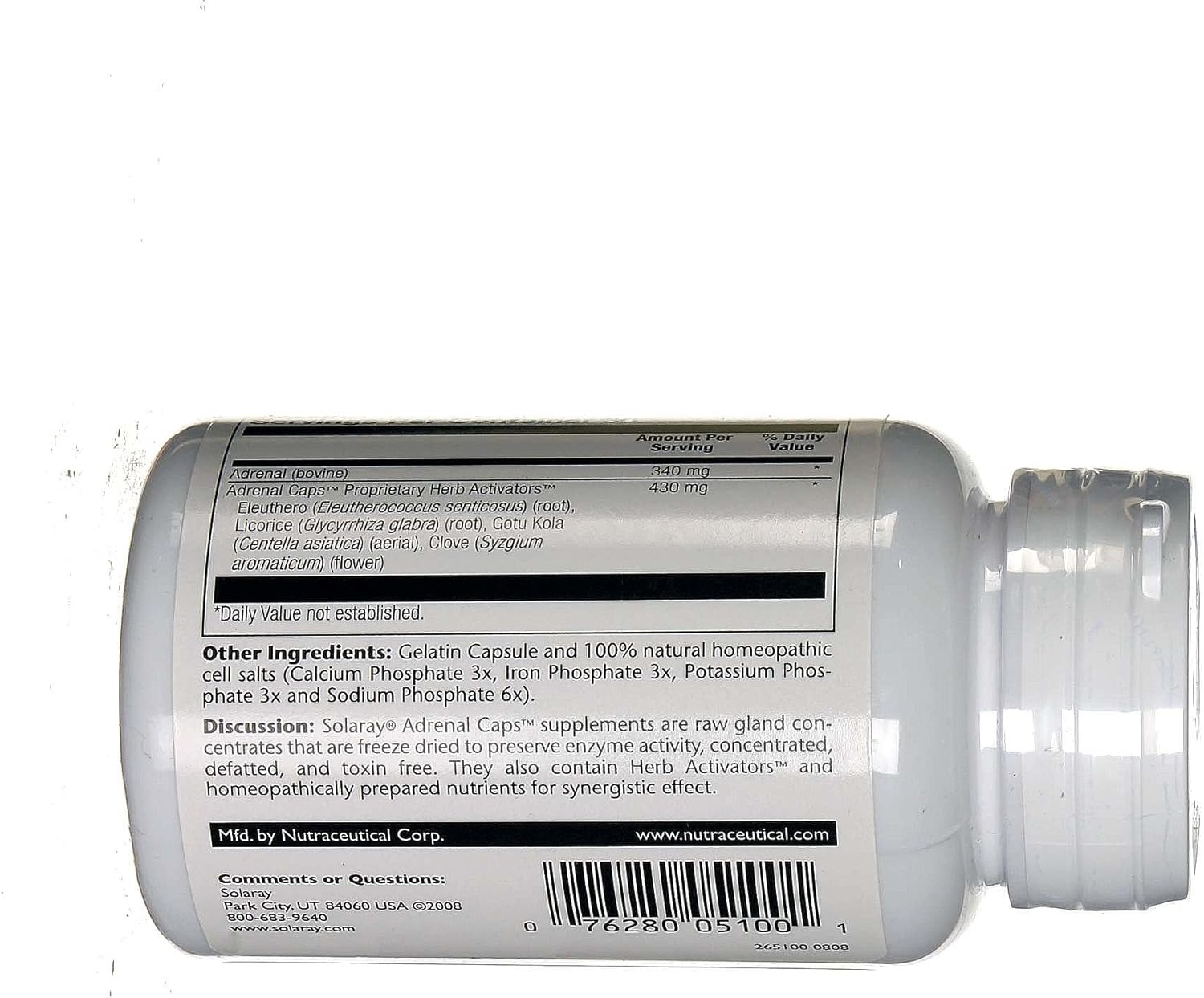60 Count Solaray Adrenal Capsules for Energy Support and Stress Management
