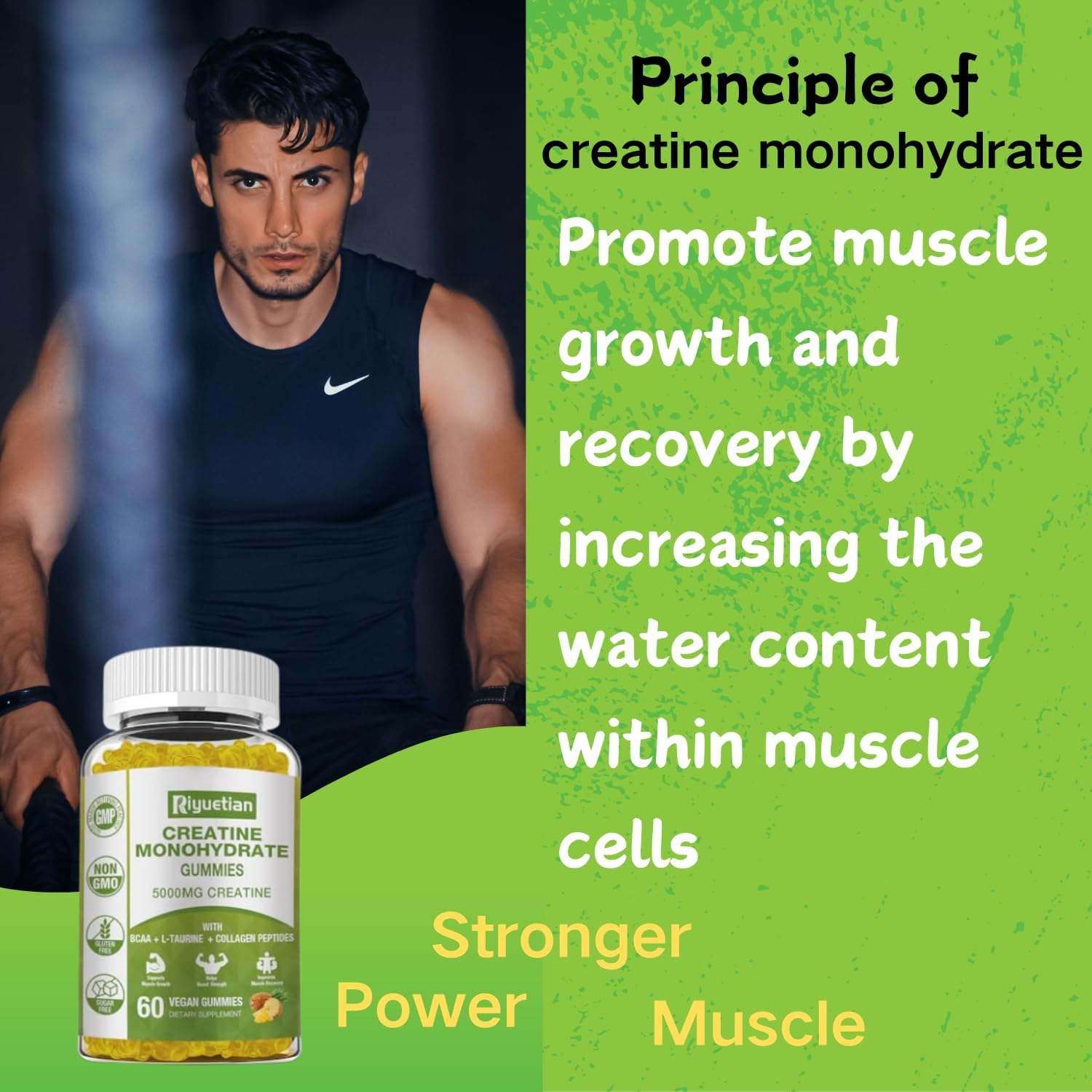 60 Count Sugar-Free Vegan Creatine Capsules for Muscle Growth & Strength - Men & Women