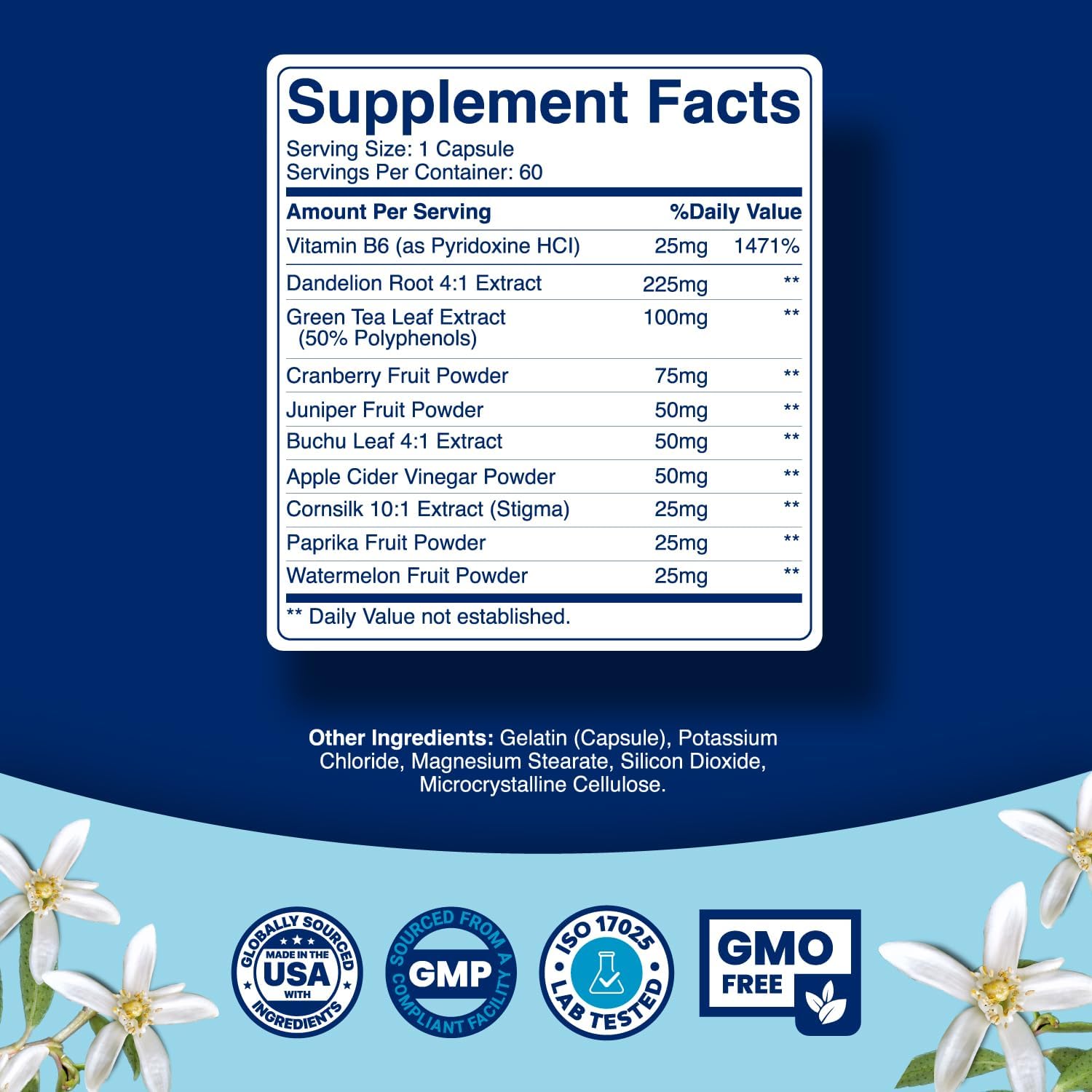 60 Count Tevare Water Retention Pills with Dandelion Leaf Extract & Green Tea - Herbal Diuretic Supplements for Bloating Relief in Men & Women - Leg & Feet Swelling Support
