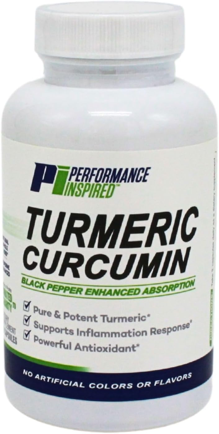 60 Count Turmeric Curcumin Capsules for Joint Support - All-Natural by Performance Inspired Nutrition