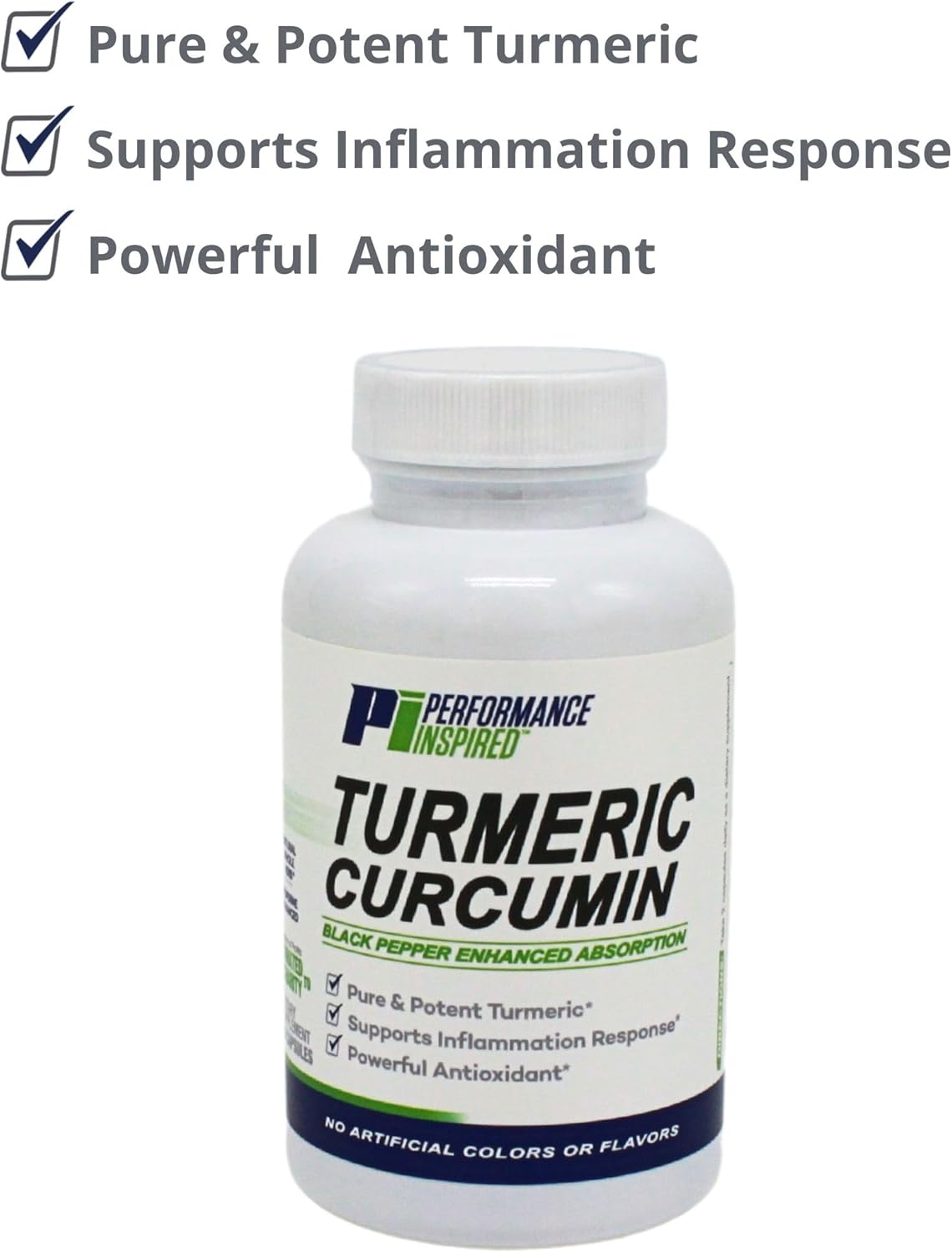 60 Count Turmeric Curcumin Capsules for Joint Support - All-Natural by Performance Inspired Nutrition