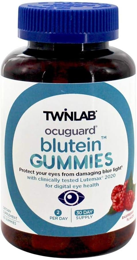 60 Count Twinlab Lutein Ocuguard Blutein Adult Gummies with Zeaxanthin & Lutein for Blue Light Protection