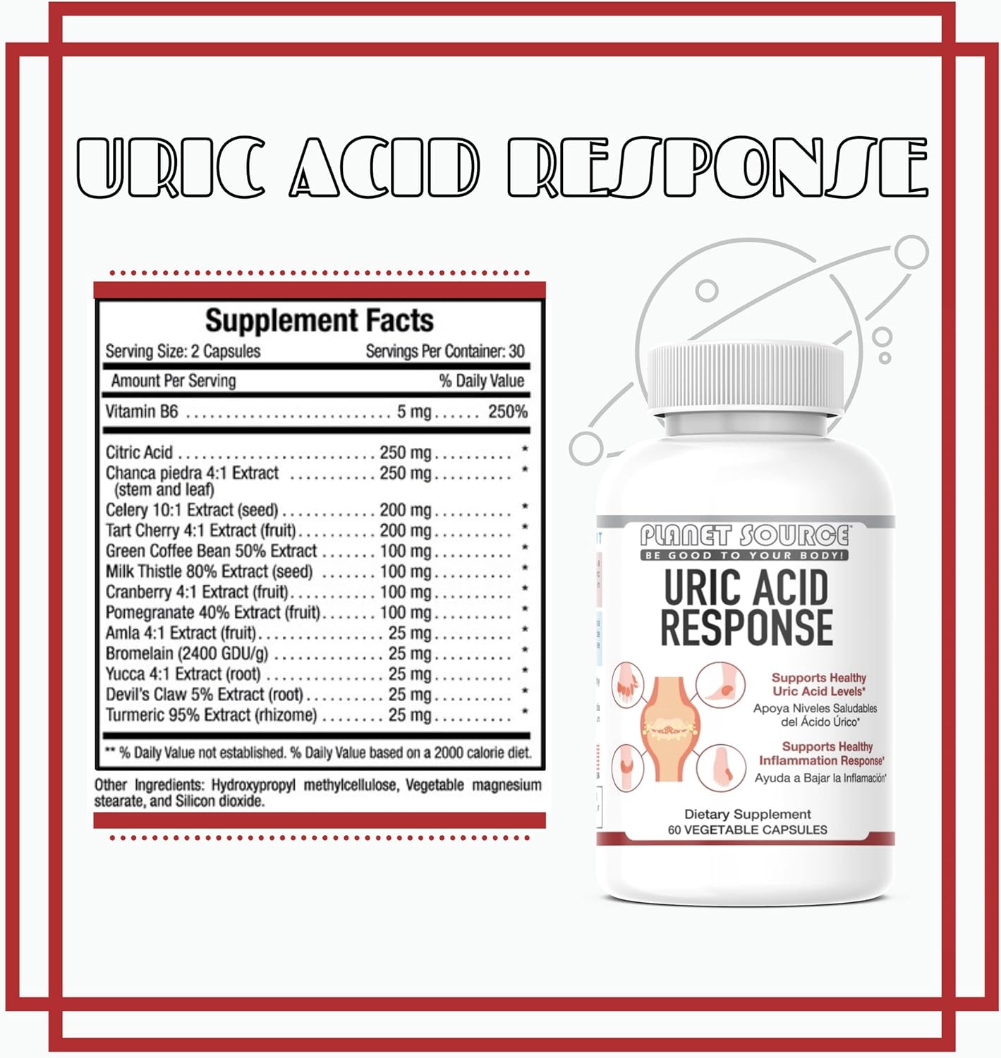 60 Count Uric Acid Response Dietary Supplement for Kidney and Joint Support - Gluten Free & Vegan - Uric Acid Cleanse Supplement - 30 Servings