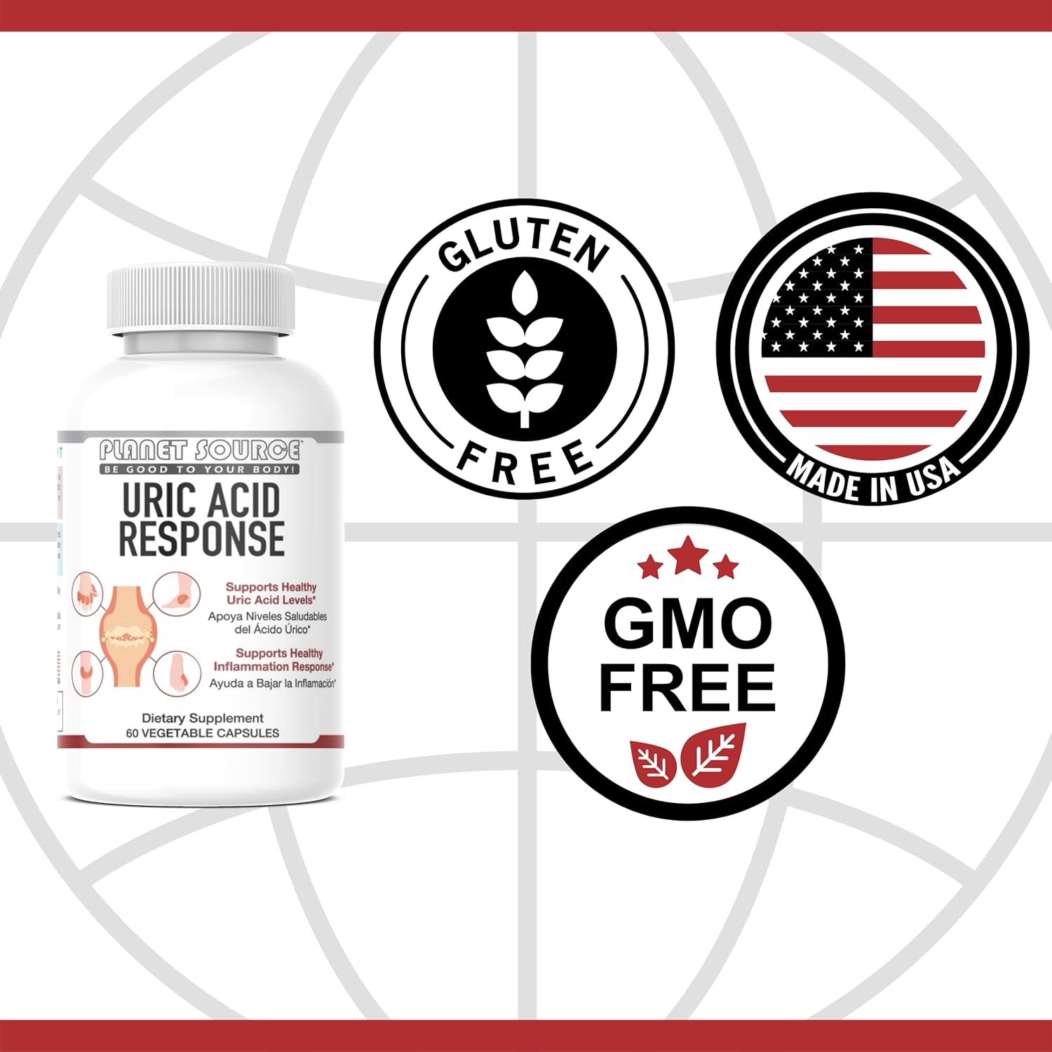 60 Count Uric Acid Response Dietary Supplement for Kidney and Joint Support - Gluten Free & Vegan - Uric Acid Cleanse Supplement - 30 Servings