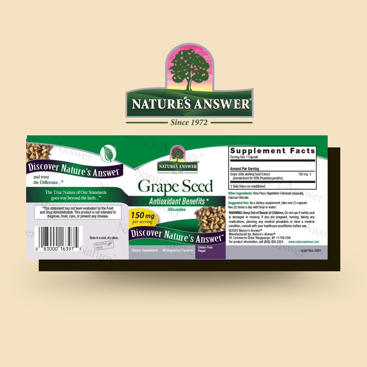 60-Count Vegetarian Capsules with Grape Seed Extract for Immune Support, Antioxidants, Cognitive Function, and Cardiovascular Health