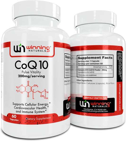 60 Count Winning Naturals CoQ10 200mg Capsules for Heart Health and Energy Production