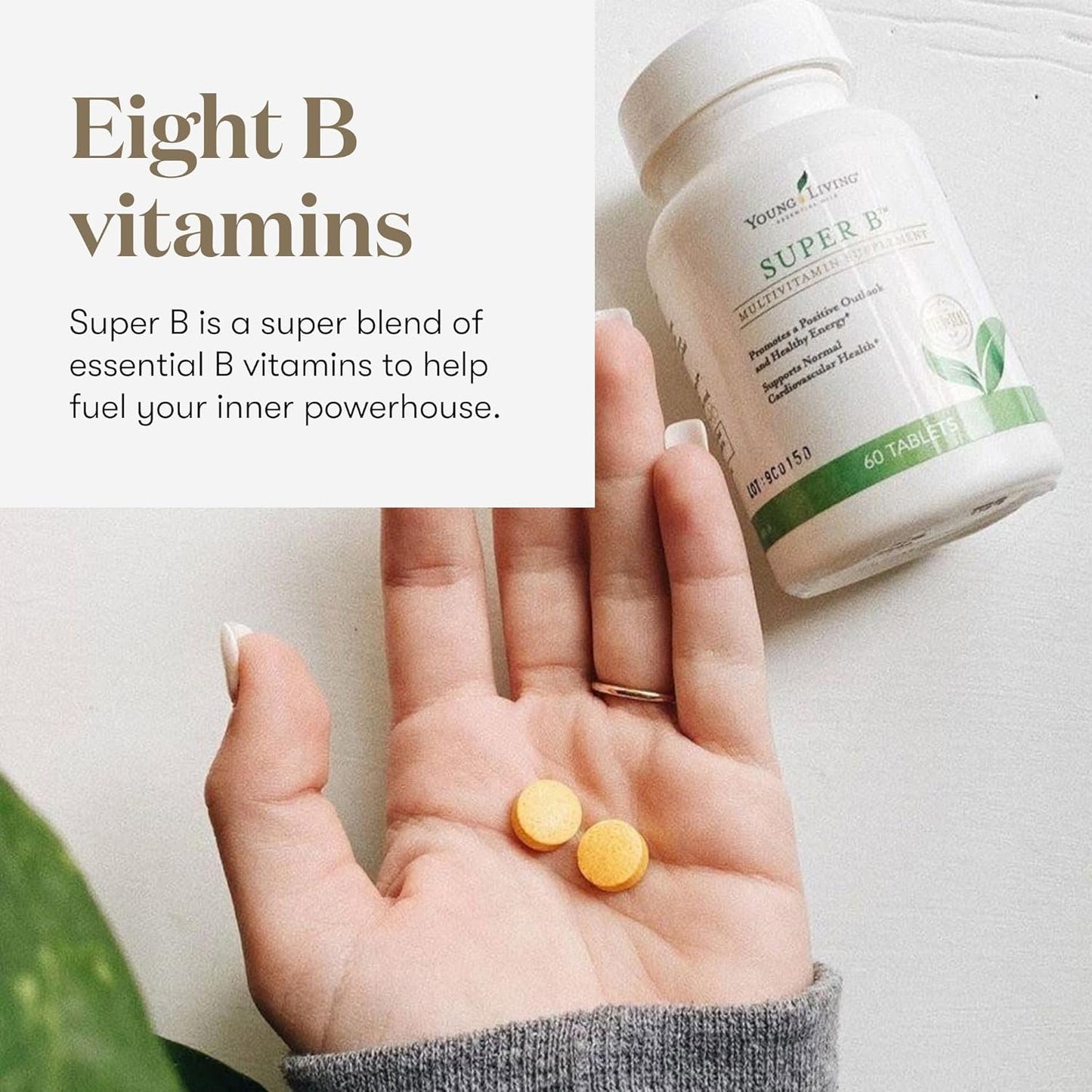 60-Count Young Living Super B Tablets with B Vitamins, Minerals, and Folate for Healthy Energy Levels, Keto-Friendly