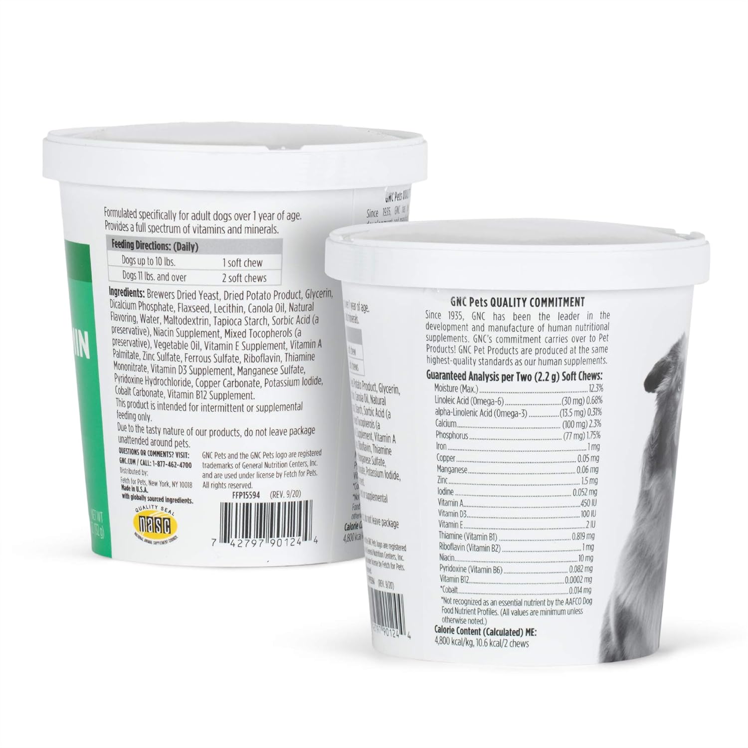 60 ct GNC Essentials Dog Multivitamin Soft Chews with Salmon Oil - Bacon Flavor Chewable Supplement Boosts Immune System