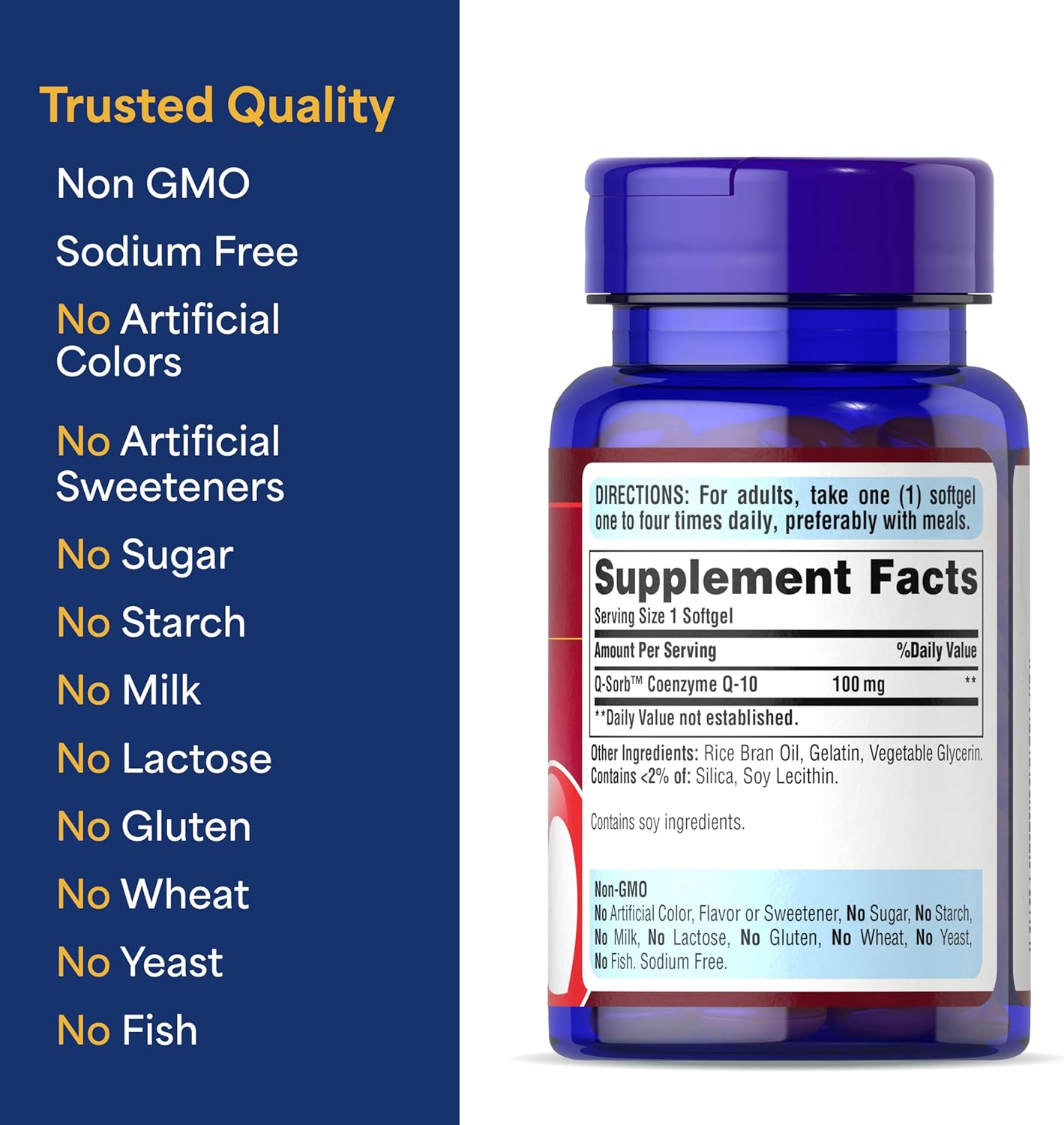 60 ct Puritan's Pride Q-Sorb CoQ10 100mg Softgels for Heart Health