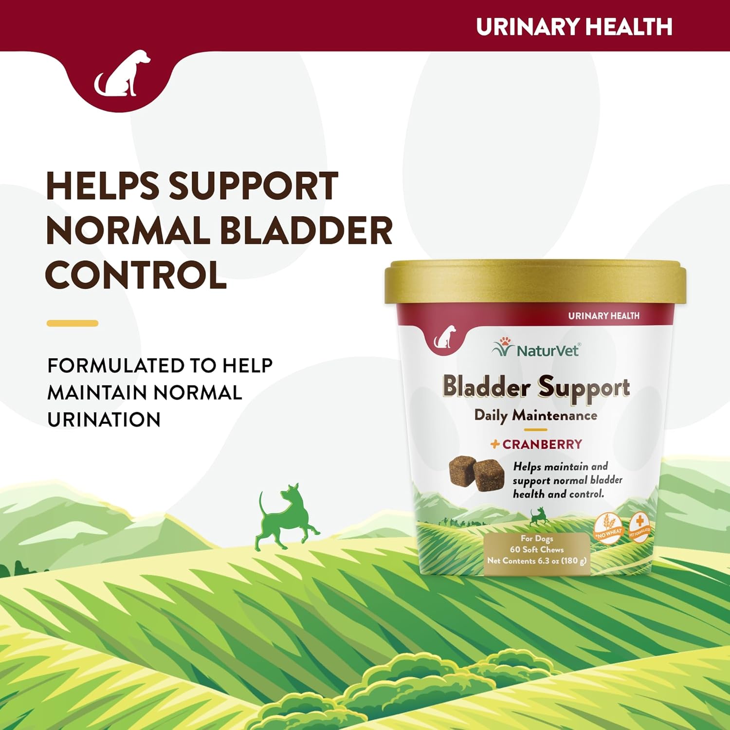 60 ct Soft Chews NaturVet Bladder Support Plus Cranberry for Dogs, USA-Made with Global Ingredients
