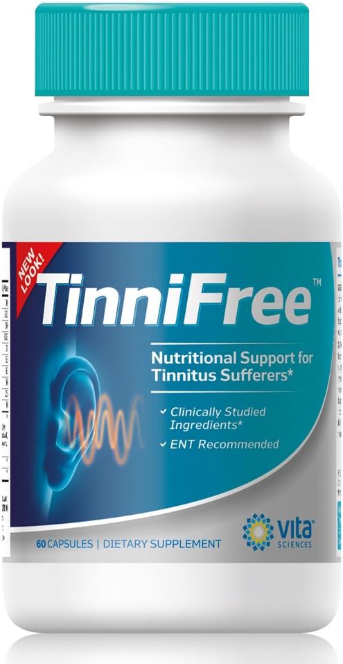 60 ct. Vita Sciences Tinnifree: Clinically Studied Tinnitus Relief Formula for Inner Ear Circulation & Ringing in Ears