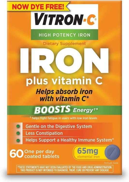 60 ct Vitron-C Iron Supplement Plus Vitamin C Coated Tablets - Pack of 4